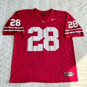 Vintage Ohio State Football Jersey Mens XXL 2XL Red Nike Buckeyes #28 OSU Home